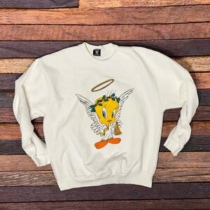 Tweety Bird Angel Looney Tunes Vintage Cartoon 1990s Crewneck Sweatshirt